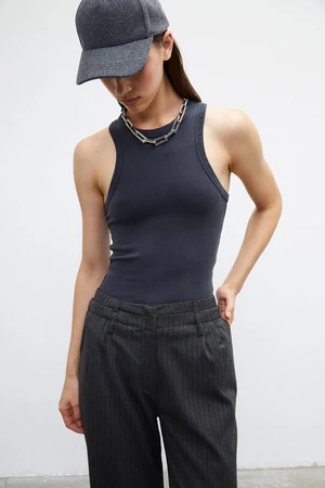 VATKALI Ribbed barbell neck crop top