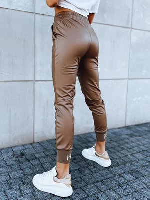 Women's leather joggers TERRACE camel Dstreet