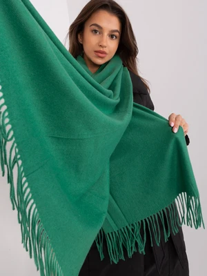 Dark green knitted scarf with fringe