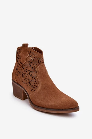 Suede Openwork D&A Camel Cowboy Boots