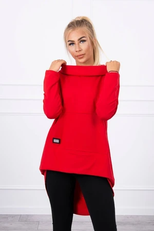 Long back sweatshirt with hood red