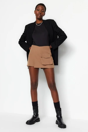 Trendyol Brown Woven Short Skirt with Pocket