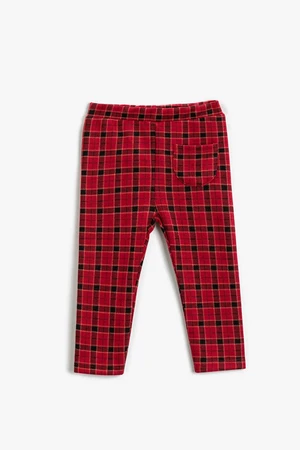 Koton Baby Girl Red Plaid Leggings