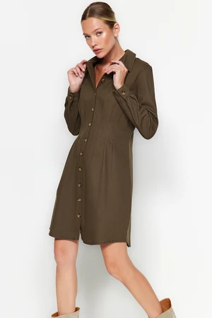 Trendyol Khaki Buttoned Woven Shirt Woven Dress