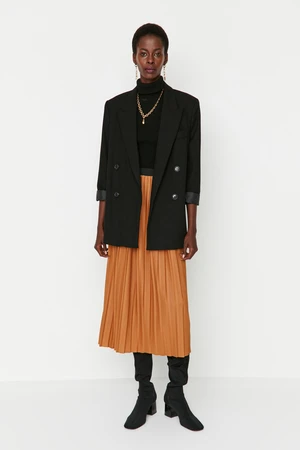 Trendyol Camel Pleated High Waist Woven Skirt