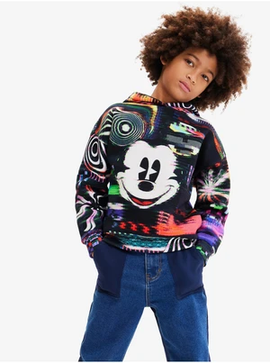 Black Boys Patterned Hoodie Desigual Aryeh Mickey - Boys