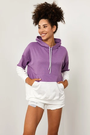 XHAN Women's Lilac Patchwork Sweatshirt