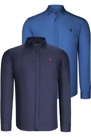 DUAL SET G725 DEWBERRY MENS SHIRT-NAVY BLUE-INDIGO