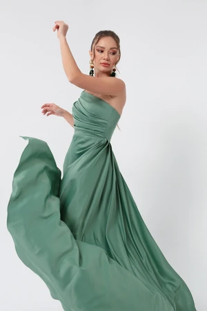 Lafaba Women's Mint Green One-Shoulder Satin Evening Dress & Prom Dress