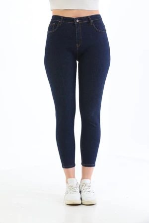 BİKELİFE Navy Blue Plus Size High Waist Lycra Jeans