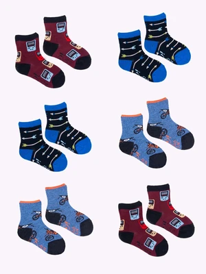 Yoclub Kids's Boys' Cotton Socks Patterns Colours 6-pack SKA-0117C-AA00-001