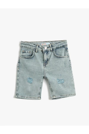 Koton Bermuda Denim Shorts with Pockets Cotton - Slim Fit