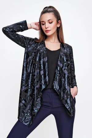 By Saygı Shawl Collar Patterned Collar Jacket Black