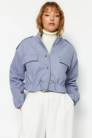 Trendyol Blue Oversize Wide-Cut Shirred Detailed Stamp Coat