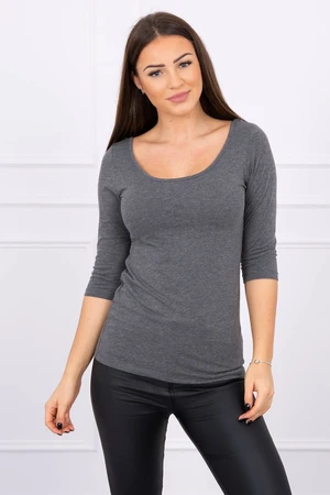 Blouse with a round graphite melange neckline