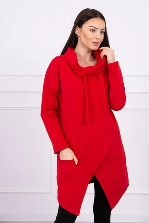 Tunic with clutch at the front Oversize red