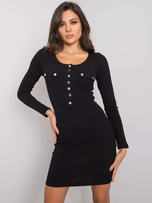 RUE PARIS Black Lady's Fitted Dress