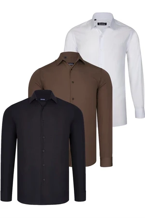 TRIPLE SET G726 DEWBERRY SHIRT-BLACK-WHITE-COFFEE