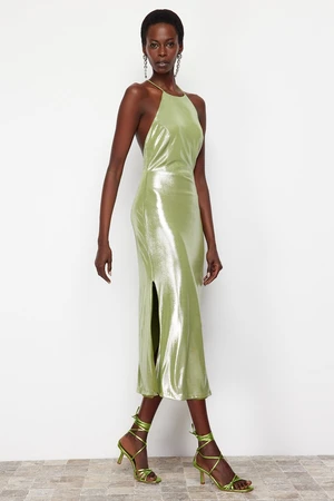 Trendyol Light Green Metallic Look Knitted Dress