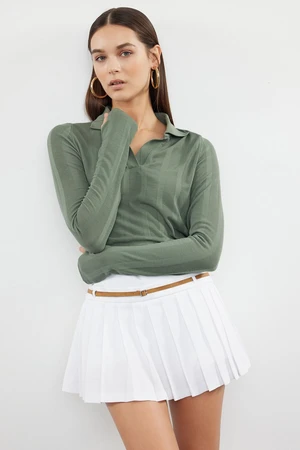 Trendyol Green Basic Polo Neck Fine Knitwear Sweater