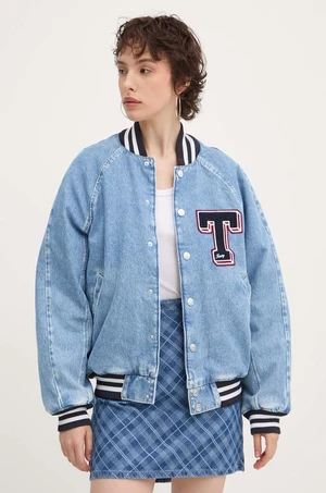 Džínová bomber bunda Tommy Jeans modrá barva, DW0DW18202