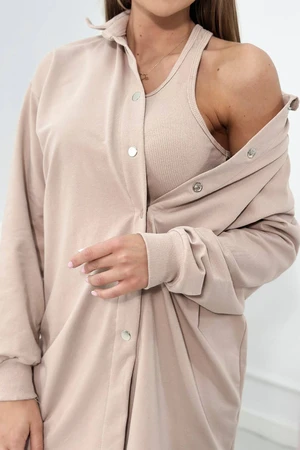 3-piece set of sweatshirt, top and leggings beige