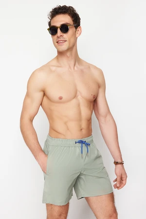 Trendyol Light Khaki Basic Standard Length Swim Shorts