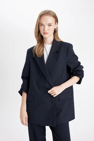 DEFACTO Oversize Wide Pattern Jacket Buttoned Collar Taffeta Basic Plain Blazer Jacket