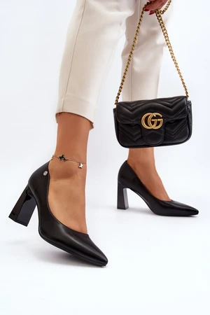 Black Giseleni Eco Leather High Heeled Pumps