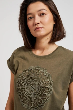 Women's blouse with embroidery MOODO - dark olive