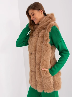 Camel fur vest with lining