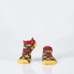 Khaki short socks for women with colorful leaves