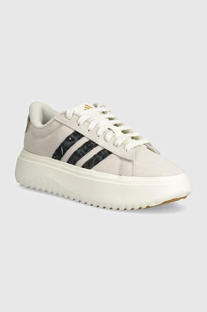 Semišové sneakers boty adidas Grand Court Platform béžová barva, IE3620