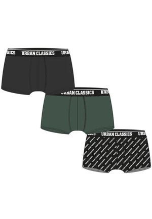 Men's Boxer Shorts 3-Pack Dark Green/Black/Branded AOP