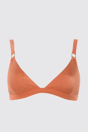 Trendyol Bright Bikini Top with Orange Textured Accessory Detail