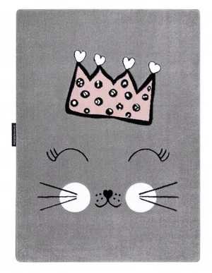 Dětský kusový koberec Petit Cat crown grey-160x220