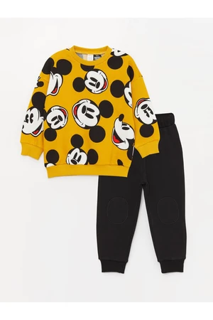 LC Waikiki Crew Neck Mickey Mouse Printed Baby Boy Pants and Sweatshirt Set 2-Pack