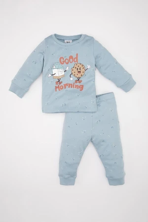 DEFACTO Baby Boy Pajama Set Printed Long Sleeve Top Long Bottom