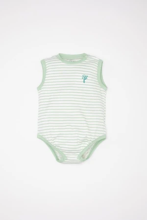 DEFACTO Baby Boy Newborn Baby Collar Striped Ribbed Sleeveless Snap-On Body