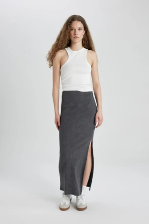 DEFACTO Ribbed Camisole Slit Washed Pale Effect Maxi Skirt