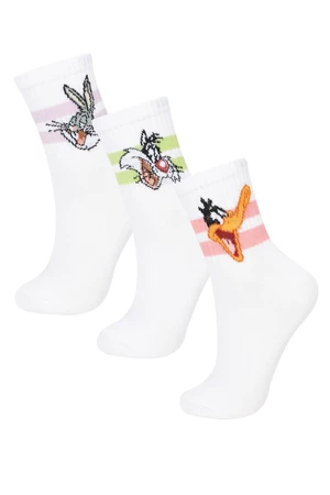 DEFACTO Women's Looney Tunes 3-Pack Cotton Ankle Socks