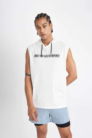 DeFactoFit Slim Fit Printed Hooded Sleeveless T-Shirt