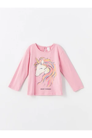 LC Waikiki LCW Crew Neck Long Sleeve Printed Baby Girl T-Shirt