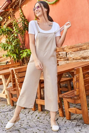 armonika Women's Light Beige Gardener Jumpsuit ARM-20K001117