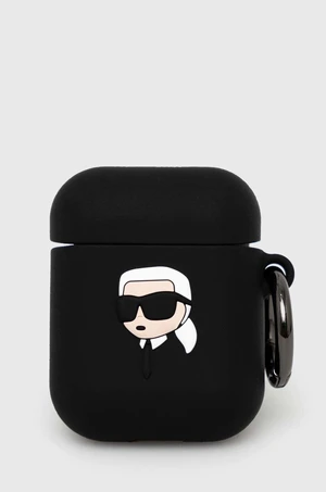 Puzdro na airpods Karl Lagerfeld AirPods 1/2 cover čierna farba