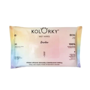 Kolorky Wet Wipes Bamboo 100% biodegradibilné detské vlhčené obrúsky z bambusovej viskózy 60 ks