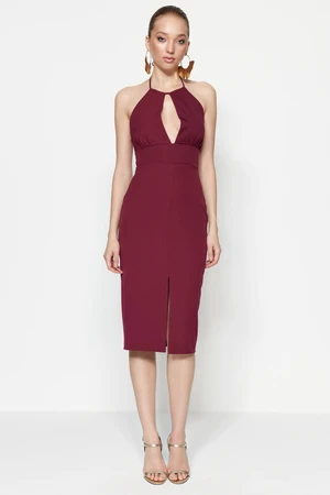 Trendyol Plum Woven Piping Evening Dress