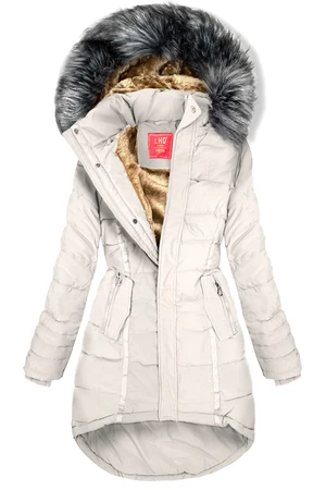 Winterjacke mit abnehmbarer Kapuze ecru