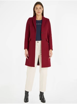 Burgundy women's wool coat Tommy Hilfiger