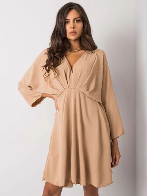 Camel dress with triangular neckline